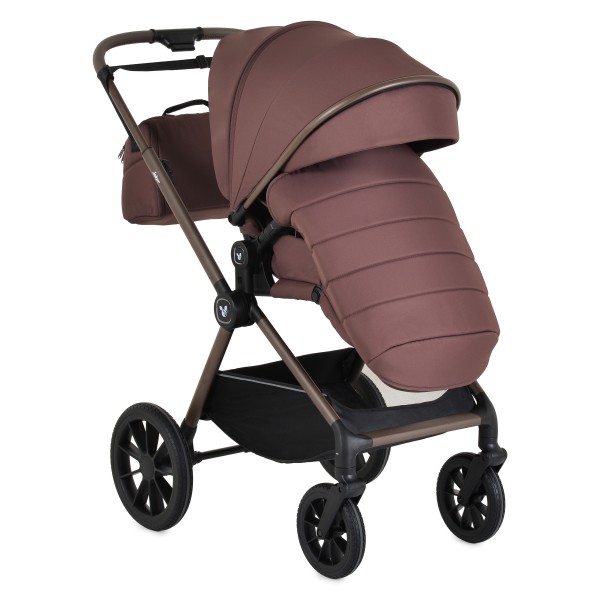 Cărucior 3în1 Cangaroo Joker Coffee, Coș Nou-Născut, Scaun Reversibil, Scaun Auto i-Size R129, Pliabil, 0-22 kg