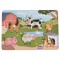 Puzzle din Lemn cu Fermă Moni Toys, 6 Piese cu Mânere, Animale de Fermă, 18 luni+