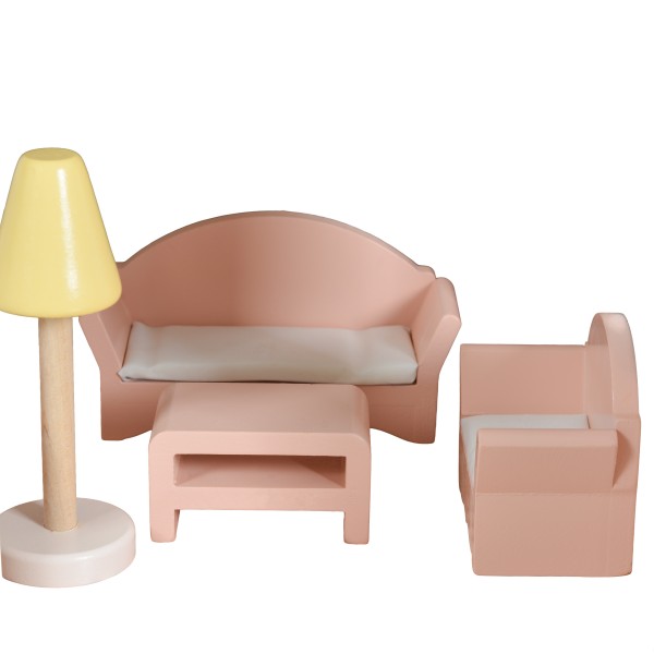 Casă de Păpuși din Lemn Moni Toys Lina, 4 Etaje, 5 Camere, Mobilier și Accesorii Incluse, 3 ani+