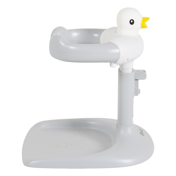 Suport de Baie Bebelusi Moni Quack Gray, Înălțime și Lățime Reglabilă, Efecte Sonore Rață, Rățușcă Cadou, 9-36 luni