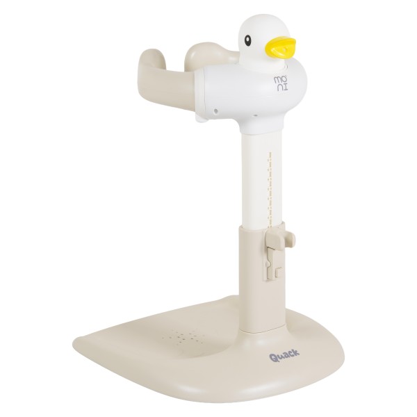 Suport de Baie Bebelusi Moni Quack Beige, Înălțime și Lățime Reglabilă, Efecte Sonore Rață, Rățușcă Cadou, 9-36 luni