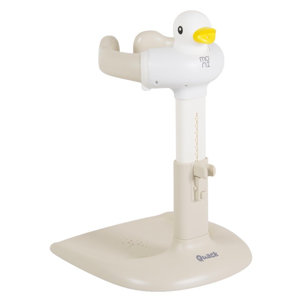 Suport de Baie Bebelusi Moni Quack Beige, Înălțime și Lățime Reglabilă, Efecte Sonore Rață, Rățușcă Cadou, 9-36 luni