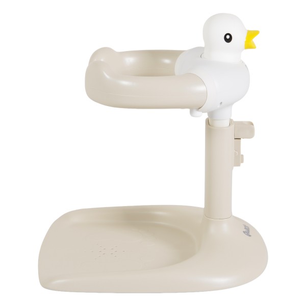 Suport de Baie Bebelusi Moni Quack Beige, Înălțime și Lățime Reglabilă, Efecte Sonore Rață, Rățușcă Cadou, 9-36 luni