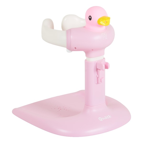 Suport de Baie Bebelusi Moni Quack Pink, Înălțime și Lățime Reglabilă, Efecte Sonore Rață, Rățușcă Cadou, 9-36 luni