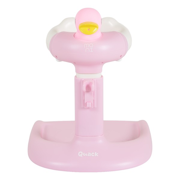 Suport de Baie Bebelusi Moni Quack Pink, Înălțime și Lățime Reglabilă, Efecte Sonore Rață, Rățușcă Cadou, 9-36 luni
