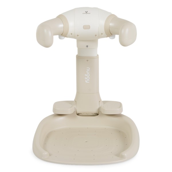 Suport de Baie Bebe cu Scaun Cangaroo Nuggy Beige, Înălțime Reglabilă, Bază Antiderapantă Largă, Scaun Cadou, 9 luni+