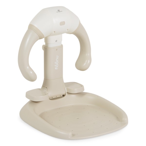 Suport de Baie Bebe cu Scaun Cangaroo Nuggy Beige, Înălțime Reglabilă, Bază Antiderapantă Largă, Scaun Cadou, 9 luni+