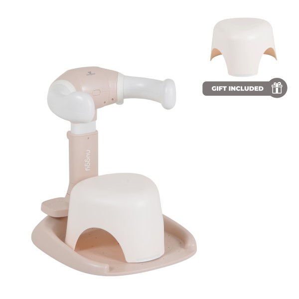Suport de Baie Bebe cu Scaun Cangaroo Nuggy Pink, Înălțime Reglabilă, Bază Antiderapantă Largă, Scaun Cadou, 9 luni+
