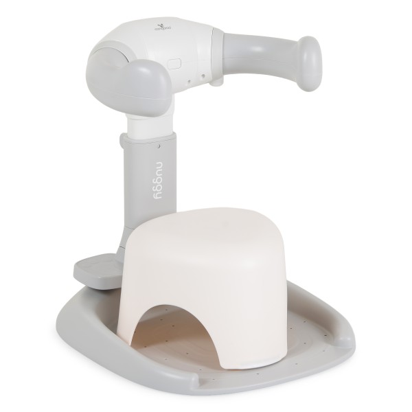 Suport de Baie Bebe cu Scaun Cangaroo Nuggy Gray, Înălțime Reglabilă, Bază Antiderapantă Largă, Scaun Cadou, 9 luni+