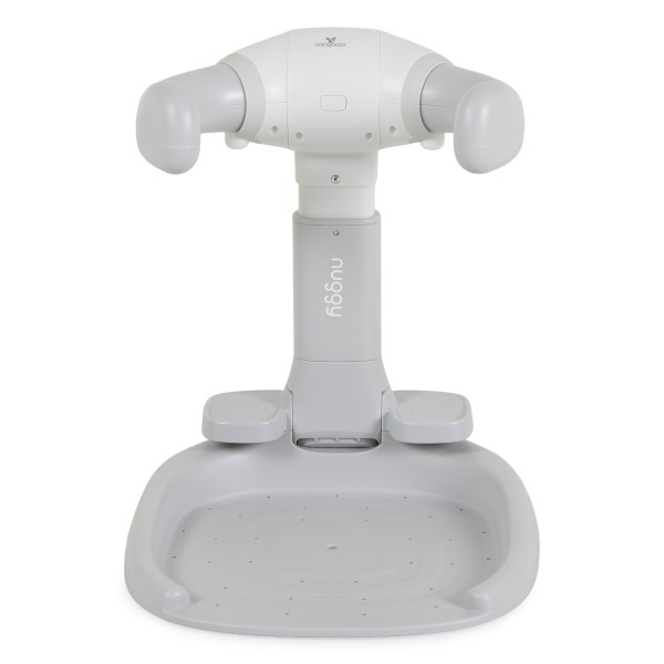 Suport de Baie Bebe cu Scaun Cangaroo Nuggy Gray, Înălțime Reglabilă, Bază Antiderapantă Largă, Scaun Cadou, 9 luni+
