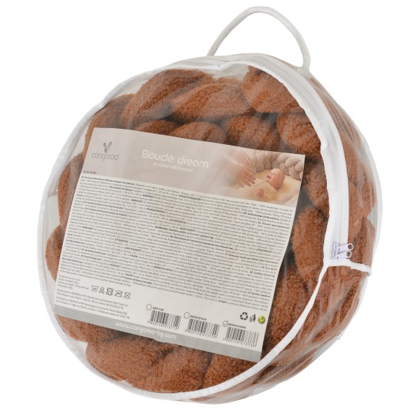 Protecție Pătuț Bebelusi, Cangaroo Boucle Dream Brown, Structură Tricotată, 235 cm, 60×120 și 70×140 cm