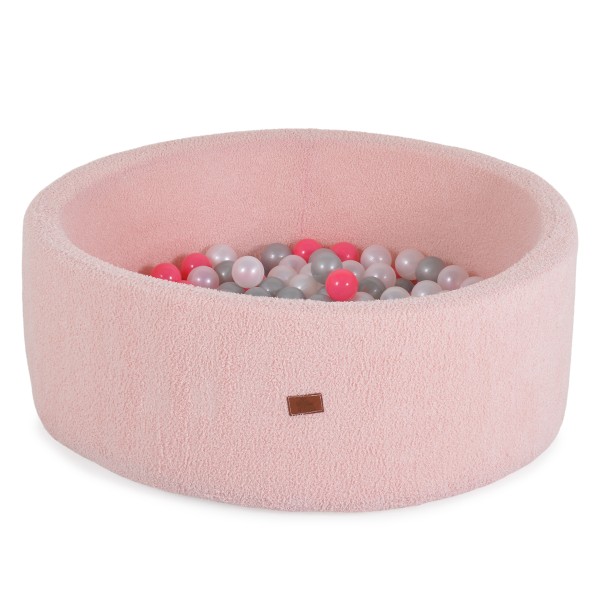 Piscină cu Bile Moale Boucle Moni Toys Pink, 200 Bile Incluse, Husă Detașabilă, 90×90 cm, 12 luni+