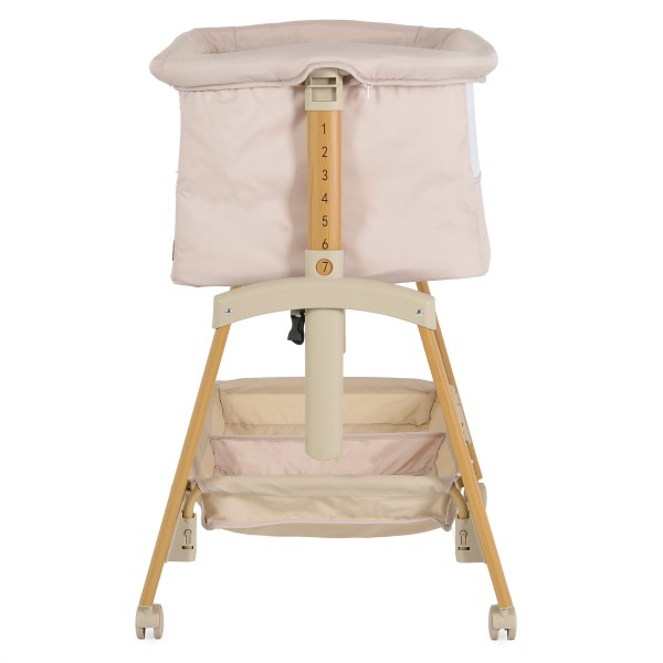 Pătuț Co-Sleeping Cangaroo Adoro Beige, 2 Moduri, 7 Poziții Înălțime, Funcție Antireflux, Roți cu Frâne, 0 luni+