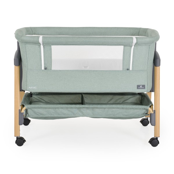 Pătuț Co-Sleeping Cangaroo Adoro Green, 2 Moduri, 7 Poziții Înălțime, Funcție Antireflux, Roți cu Frâne, 0 luni+