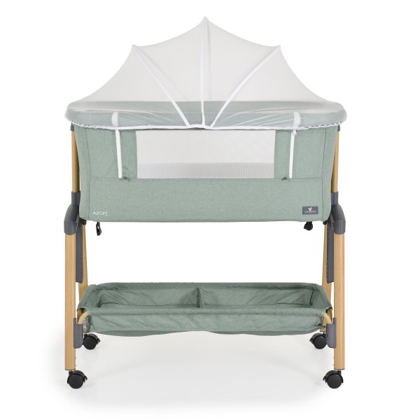 Pătuț Co-Sleeping Cangaroo Adoro Green, 2 Moduri, 7 Poziții Înălțime, Funcție Antireflux, Roți cu Frâne, 0 luni+