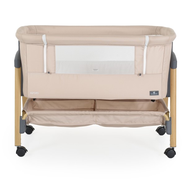 Pătuț Co-Sleeping Cangaroo Adoro Khaki, 2 Moduri, 7 Poziții Înălțime, Funcție Antireflux, Roți cu Frâne, 0 luni+