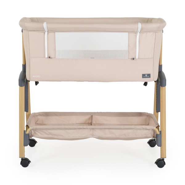 Pătuț Co-Sleeping Cangaroo Adoro Khaki, 2 Moduri, 7 Poziții Înălțime, Funcție Antireflux, Roți cu Frâne, 0 luni+