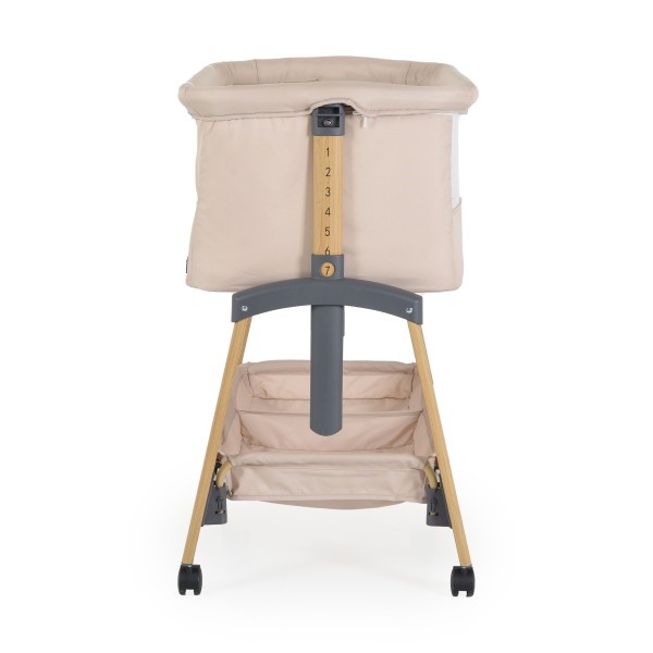 Pătuț Co-Sleeping Cangaroo Adoro Khaki, 2 Moduri, 7 Poziții Înălțime, Funcție Antireflux, Roți cu Frâne, 0 luni+