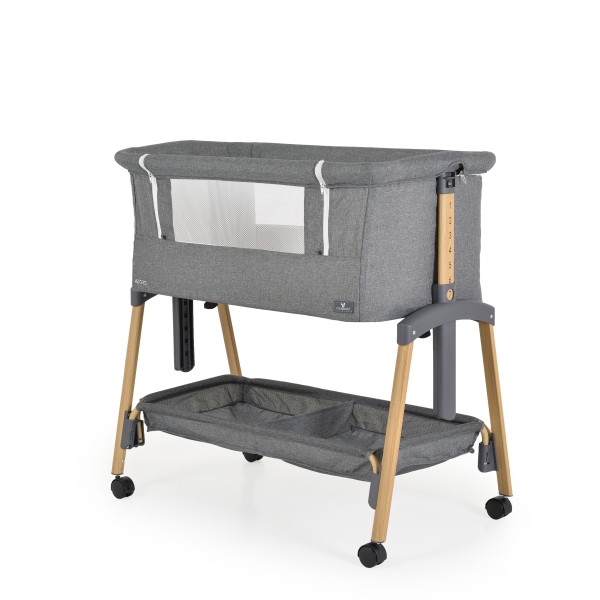 Pătuț Co-Sleeping Cangaroo Adoro Grey, 2 Moduri, 7 Poziții Înălțime, Funcție Antireflux, Roți cu Frâne, 0 luni+
