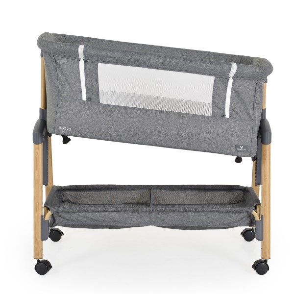 Pătuț Co-Sleeping Cangaroo Adoro Grey, 2 Moduri, 7 Poziții Înălțime, Funcție Antireflux, Roți cu Frâne, 0 luni+