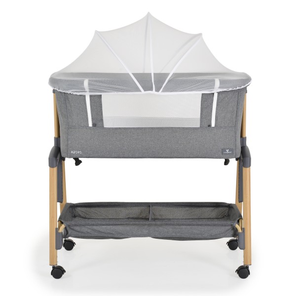 Pătuț Co-Sleeping Cangaroo Adoro Grey, 2 Moduri, 7 Poziții Înălțime, Funcție Antireflux, Roți cu Frâne, 0 luni+