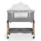 Pătuț Co-Sleeping Cangaroo Adoro Grey, 2 Moduri, 7 Poziții Înălțime, Funcție Antireflux, Roți cu Frâne, 0 luni+