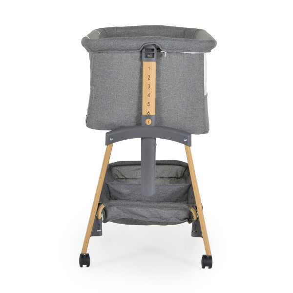 Pătuț Co-Sleeping Cangaroo Adoro Grey, 2 Moduri, 7 Poziții Înălțime, Funcție Antireflux, Roți cu Frâne, 0 luni+