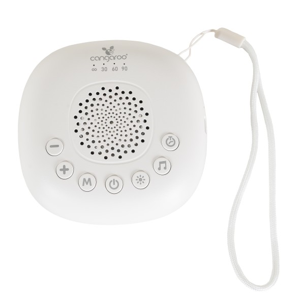 Aparat Sunete Albe Bebelusi Cangaroo Luma Noice, 20 Sunete, LED Color, Cronometru, 36h Baterie, Portabil