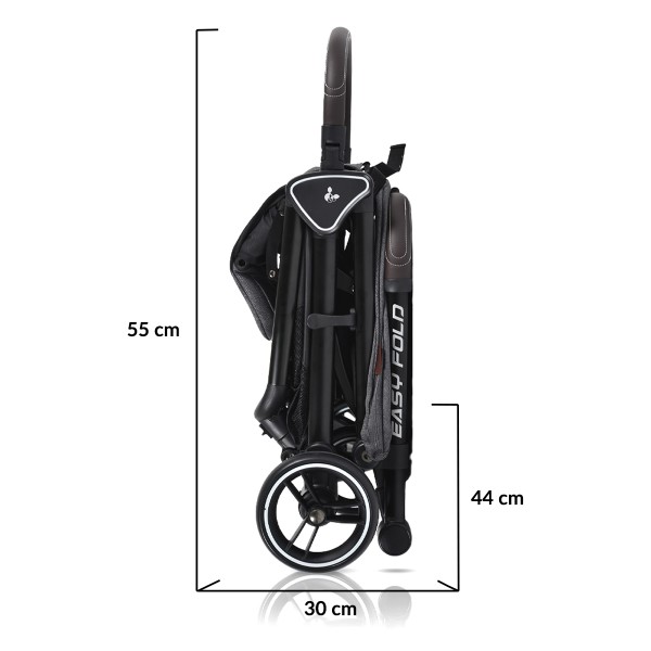 Cărucior Cangaroo Easy Fold Grey, Pliere Automată, Cadru Aluminiu, Spătar Rabatabil, Roți 360°, Husă Picioare, 0-22 kg