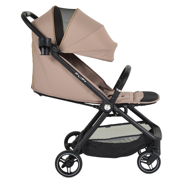 Cărucior Cangaroo Flip+ Beige, Pliere Automată, Aluminiu 6,9 kg, Amortizoare Toate Roțile, Roți 360°, 0-22 kg