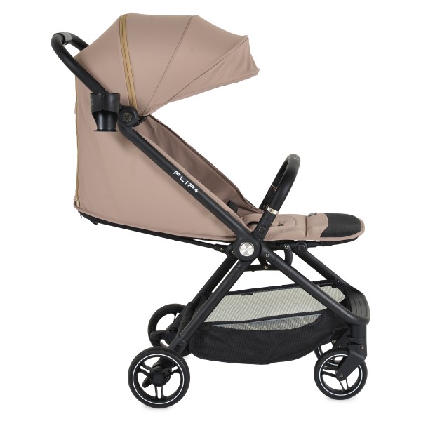 Cărucior Cangaroo Flip+ Beige, Pliere Automată, Aluminiu 6,9 kg, Amortizoare Toate Roțile, Roți 360°, 0-22 kg