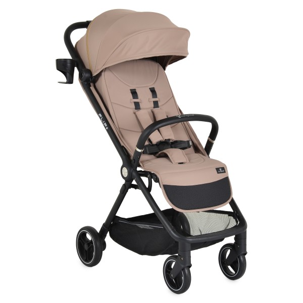 Cărucior Cangaroo Flip+ Beige, Pliere Automată, Aluminiu 6,9 kg, Amortizoare Toate Roțile, Roți 360°, 0-22 kg