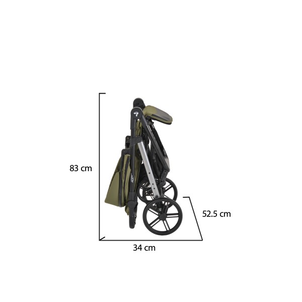 Cărucior Cangaroo Ace Green, 0-4 Ani, Aluminiu, Amortizoare Toate Roțile, Copertină UPF 50+, Șezut 87 cm, 0-22 kg