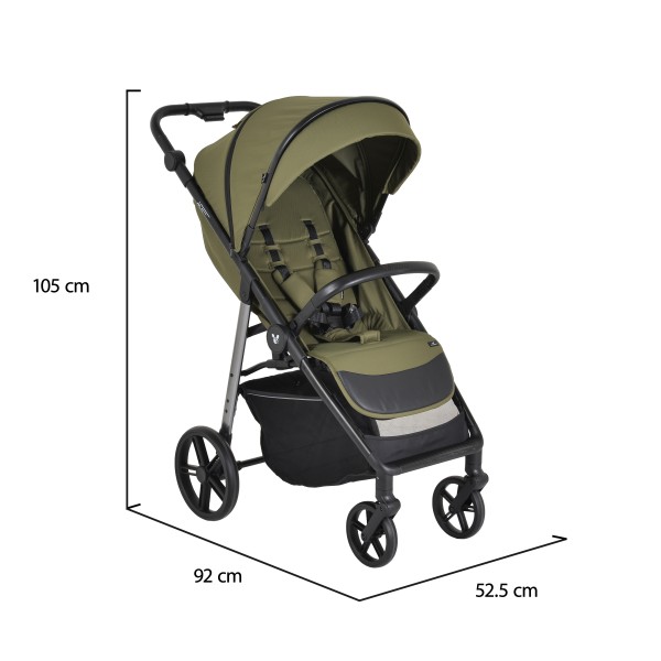 Cărucior Cangaroo Ace Green, 0-4 Ani, Aluminiu, Amortizoare Toate Roțile, Copertină UPF 50+, Șezut 87 cm, 0-22 kg