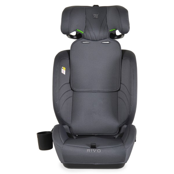 Scaun Auto Moni Rivo Grey i-Size, 9-36 kg, 76-150 cm, Ham 5 Puncte, Tetieră Reglabilă, 1-12 Ani, Suport Pahar