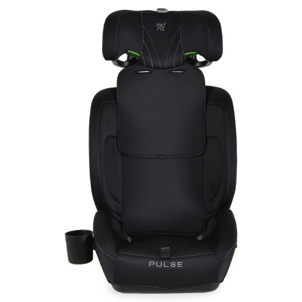 Scaun Auto cu ISOFIX Moni Pulse Black i-Size, Top Tether, 9-36 kg, 76-150 cm, Ham 5 Puncte, Tapițerie Detașabilă, 1-12 Ani