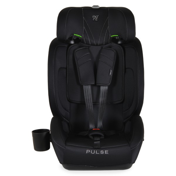 Scaun Auto cu ISOFIX Moni Pulse Black i-Size, Top Tether, 9-36 kg, 76-150 cm, Ham 5 Puncte, Tapițerie Detașabilă, 1-12 Ani