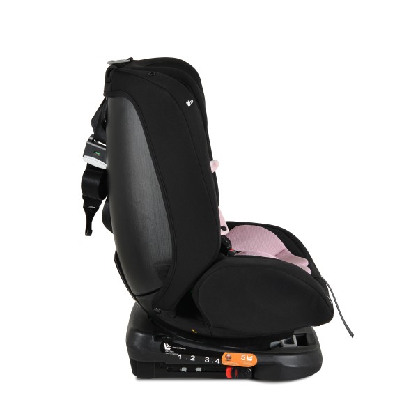 Scaun Auto cu ISOFIX Moni i-Maxx Pink i-Size, Rotativ 360°, 40-150 cm, Față și Spate, Spumă Memorie, Cataramă BIP, 0-12 Ani