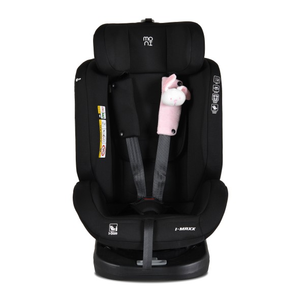 Scaun Auto cu ISOFIX Moni i-Maxx Pink i-Size, Rotativ 360°, 40-150 cm, Față și Spate, Spumă Memorie, Cataramă BIP, 0-12 Ani