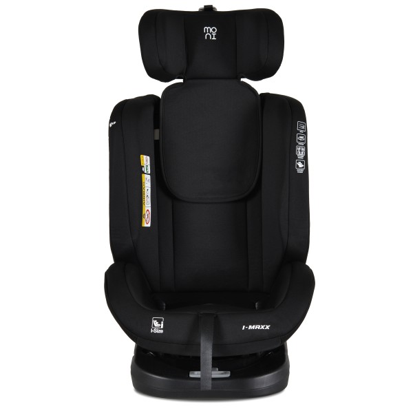 Scaun Auto cu ISOFIX Moni i-Maxx Black i-Size, Rotativ 360°, 40-150 cm, Față și Spate, Spumă Memorie, Cataramă BIP, 0-12 Ani