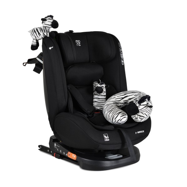 Scaun Auto cu ISOFIX Moni i-Maxx Black i-Size, Rotativ 360°, 40-150 cm, Față și Spate, Spumă Memorie, Cataramă BIP, 0-12 Ani