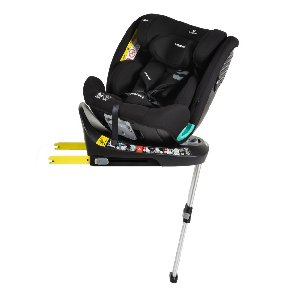 Scaun Auto cu Isofix Cangaroo i-Protect Black i-Size, Rotativ 360°, 40-150 cm, Picior Susținere, SPS Lateral, 13 Poziții Tetieră, 0-12 Ani