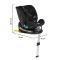 Scaun Auto cu Isofix Cangaroo i-Protect Black i-Size, Rotativ 360°, 40-150 cm, Picior Susținere, SPS Lateral, 13 Poziții Tetieră, 0-12 Ani