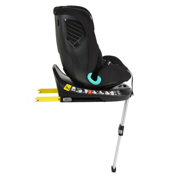 Scaun Auto cu Isofix Cangaroo i-Protect Black i-Size, Rotativ 360°, 40-150 cm, Picior Susținere, SPS Lateral, 13 Poziții Tetieră, 0-12 Ani
