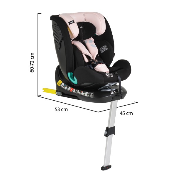 Scaun Auto cu Isofix Cangaroo i-Protect Pink i-Size, Rotativ 360°, 40-150 cm, Picior Susținere, SPS Lateral, 13 Poziții Tetieră, 0-12 Ani