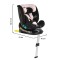 Scaun Auto cu Isofix Cangaroo i-Protect Pink i-Size, Rotativ 360°, 40-150 cm, Picior Susținere, SPS Lateral, 13 Poziții Tetieră, 0-12 Ani