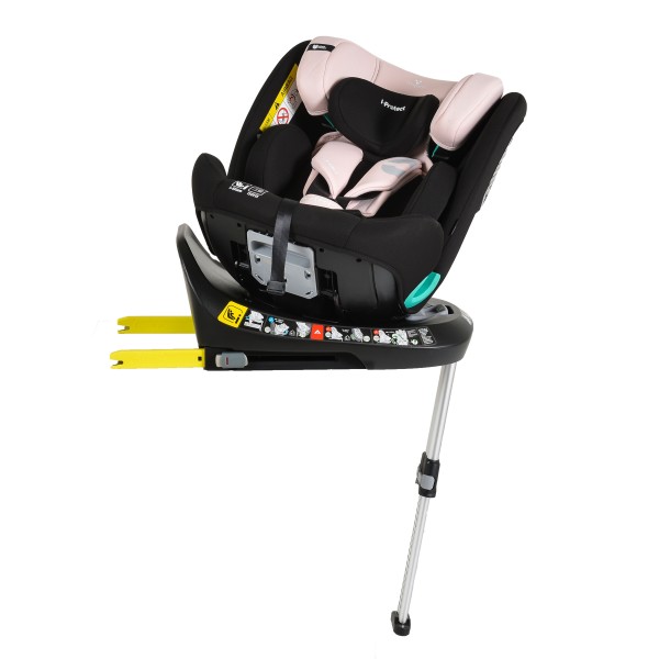 Scaun Auto cu Isofix Cangaroo i-Protect Pink i-Size, Rotativ 360°, 40-150 cm, Picior Susținere, SPS Lateral, 13 Poziții Tetieră, 0-12 Ani