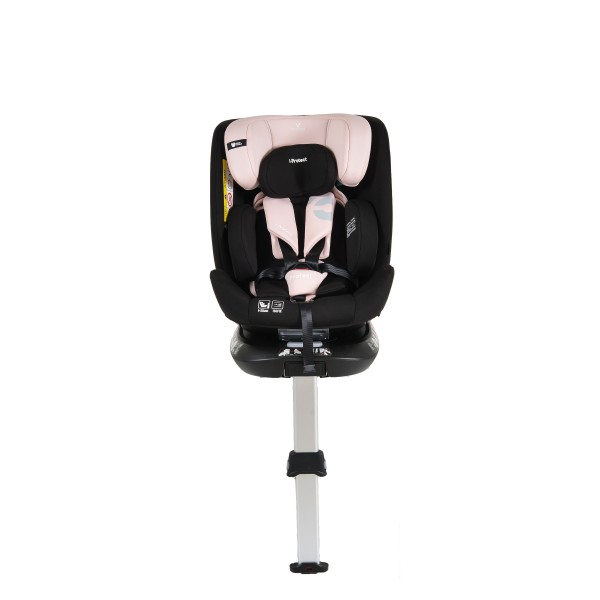 Scaun Auto cu Isofix Cangaroo i-Protect Pink i-Size, Rotativ 360°, 40-150 cm, Picior Susținere, SPS Lateral, 13 Poziții Tetieră, 0-12 Ani