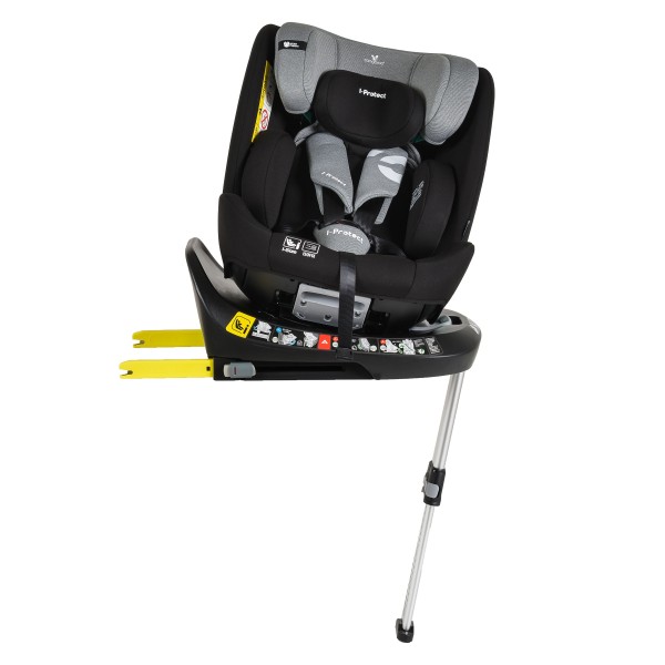 Scaun Auto cu Isofix Cangaroo i-Protect Grey i-Size, Rotativ 360°, 40-150 cm, Picior Susținere, SPS Lateral, 13 Poziții Tetieră, 0-12 Ani