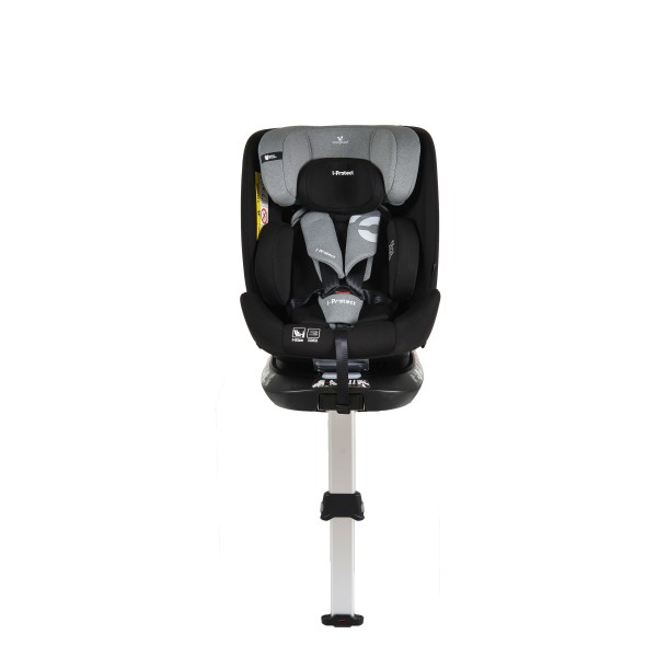 Scaun Auto cu Isofix Cangaroo i-Protect Grey i-Size, Rotativ 360°, 40-150 cm, Picior Susținere, SPS Lateral, 13 Poziții Tetieră, 0-12 Ani